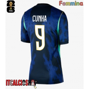 Brasile Matheus Cunha #9 Seconda Maglia Femmina Mondiali 2026 Manica Corta
